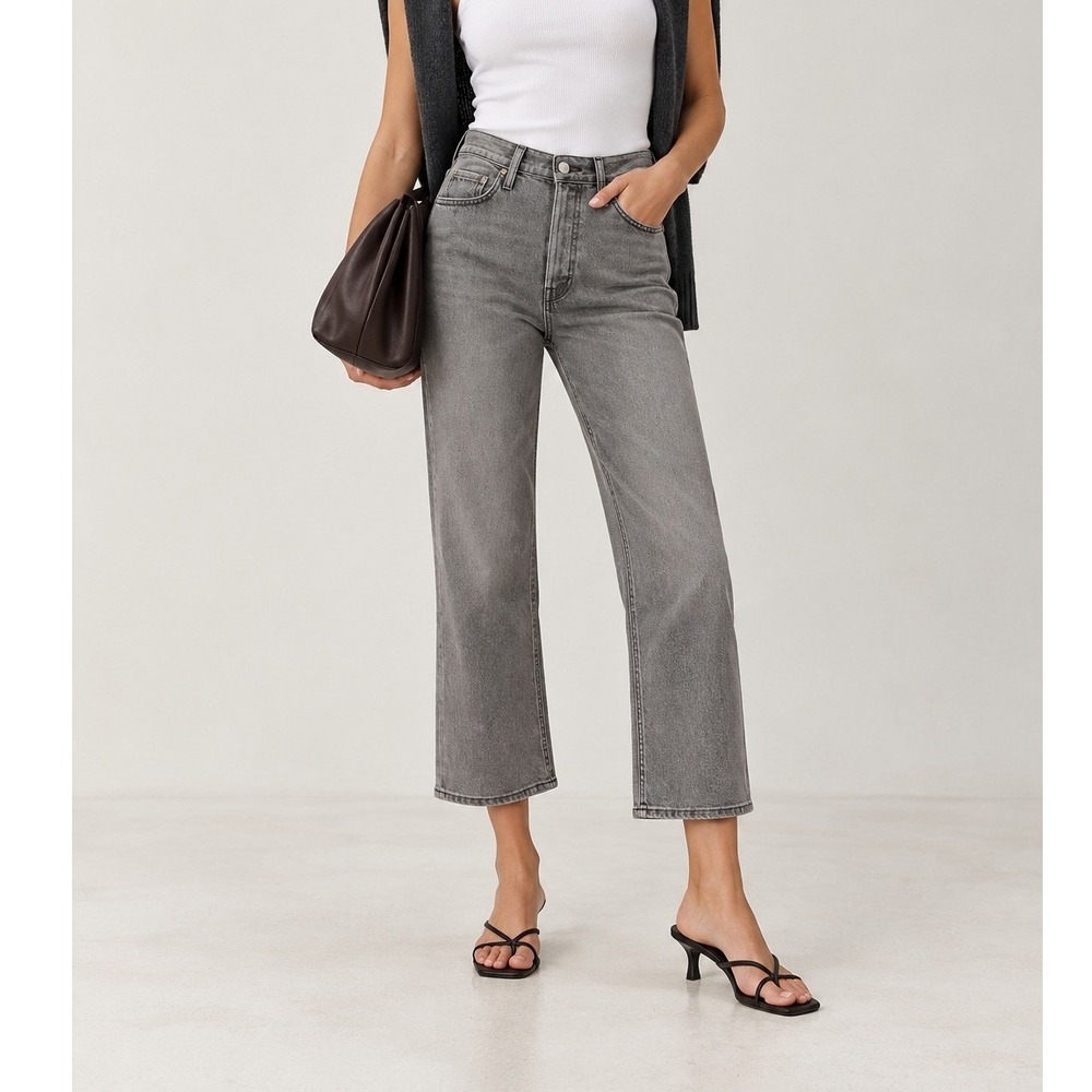 Levi's Ribcage Straight Ankle Jeans 24 Gray Capsule Citycore Denim